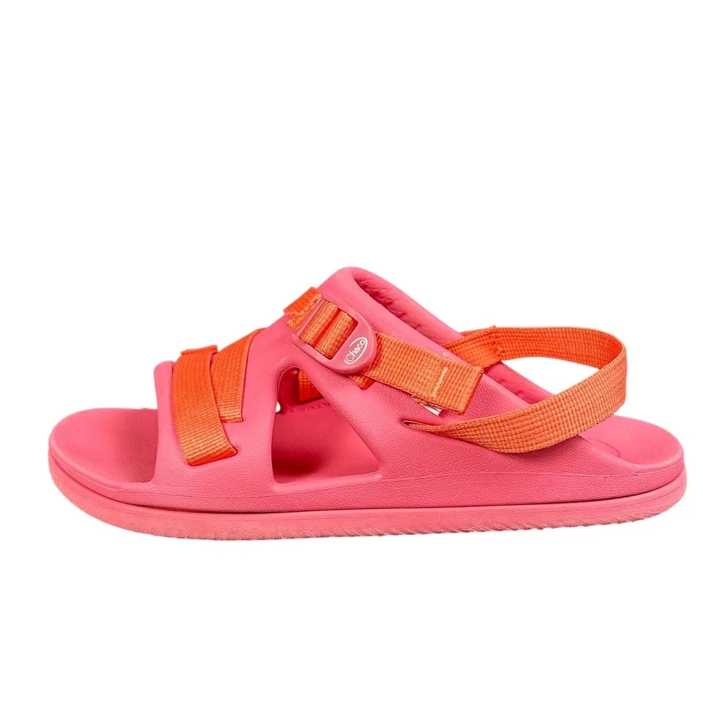 Chaco Chillos Sport Sandals Rubber Girls Coral Orange Adjustable Buckle Size 5